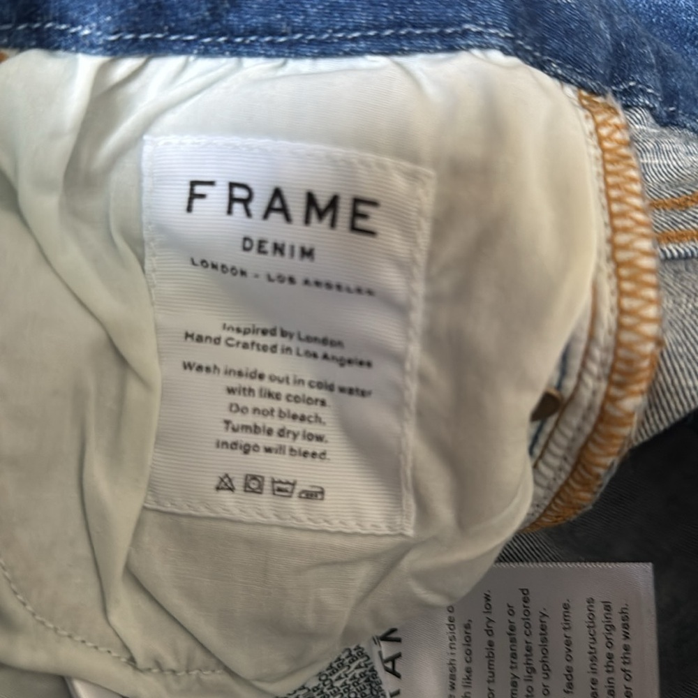 Frame Denim Le Crop Mini Boot Blue Distressed Jeans EUC  Sz 24 - Picture 7 of 7